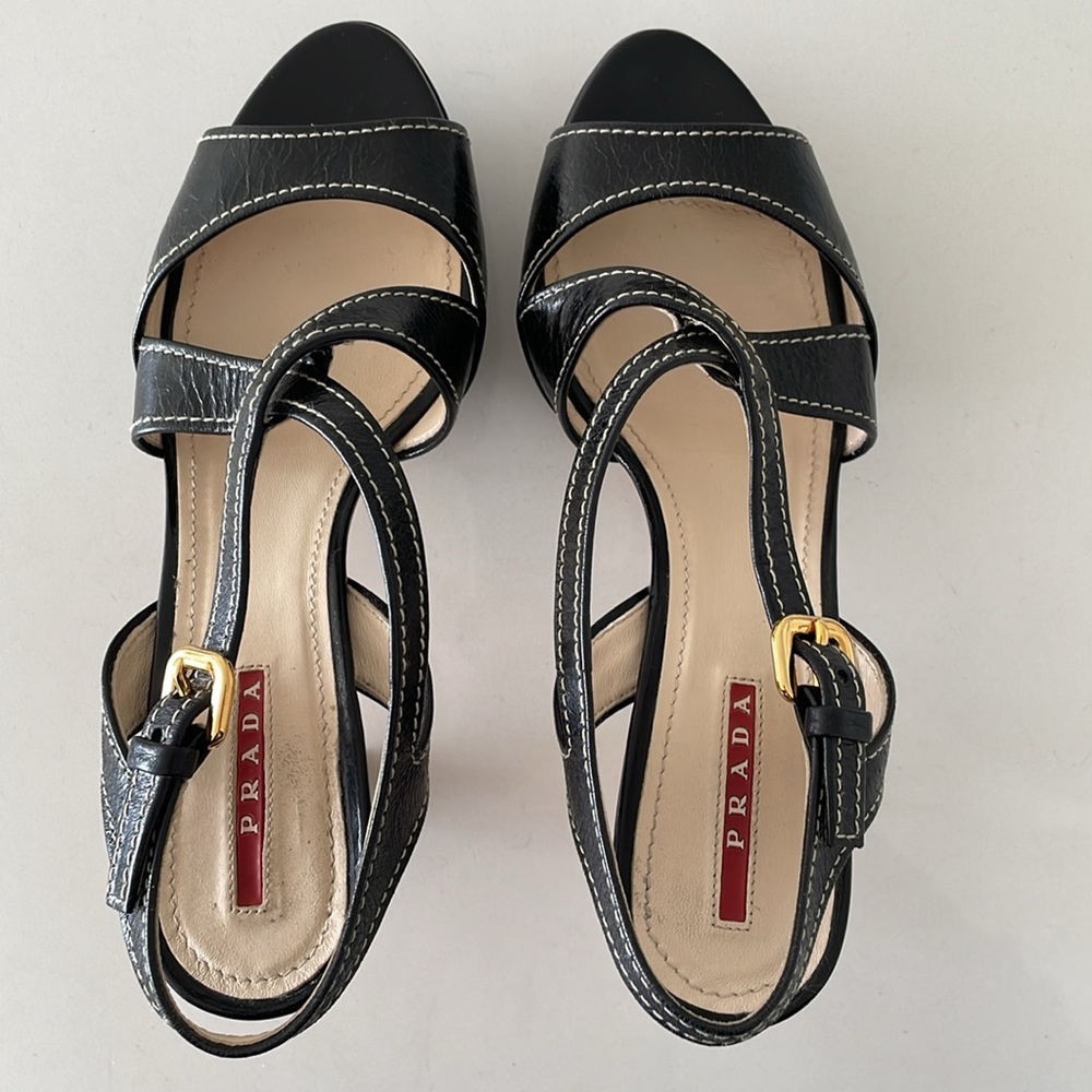 SALE! Prada Sport Black Leather Platform Sandal - Picture 2 of 16